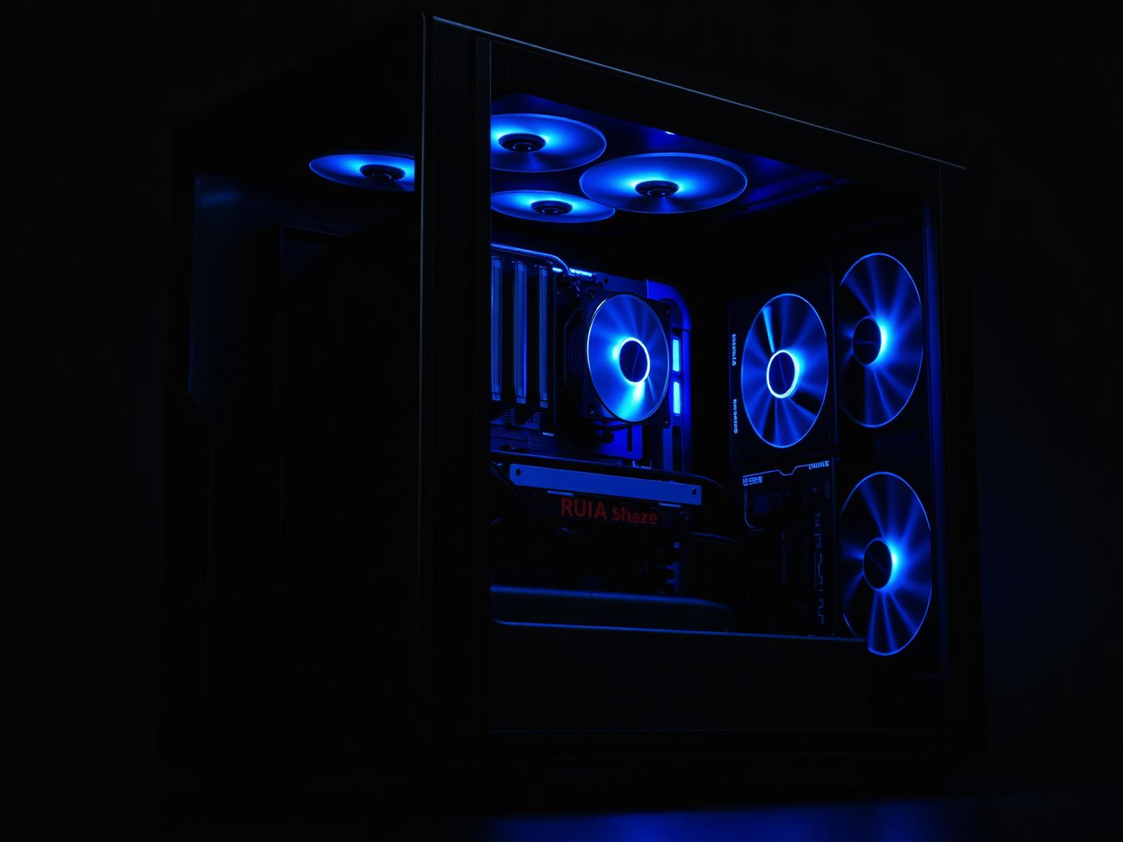 Refurbished gaming pc met blauwe LED verlichting